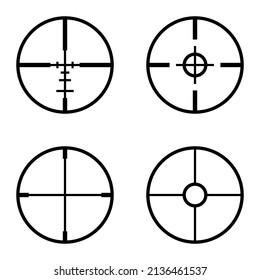 Crosshairs Flat Icon Set Isolated On White Background