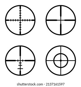 Crosshairs Flat Icon Set Isolated On White Background
