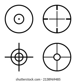 Crosshairs Flat Icon Set Isolated On White Background