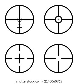 Crosshairs Flat Icon Set Isolated On White Background