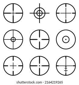 Crosshairs Flat Icon Set Isolated On Stock Vector (Royalty Free ...