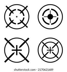 Crosshairs Flat Icon Set Isolated On White Background