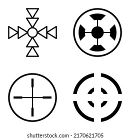 Crosshairs Flat Icon Set Isolated On White Background