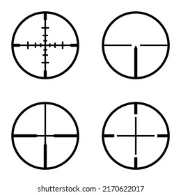 Crosshairs Flat Icon Set Isolated On White Background