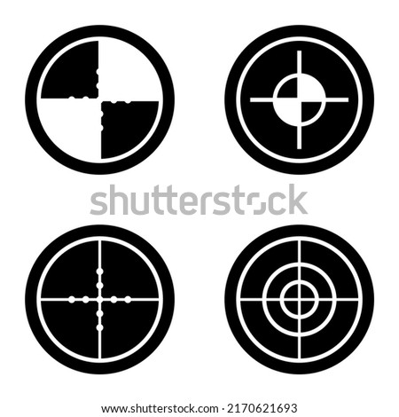 Crosshairs glyph Flat Icon Set Isolated On White Background