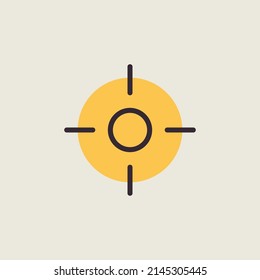 Icono aislado del vector de destino de destino de cruces. Signo de navegación. Símbolo gráfico del sitio web de viajes y turismo y diseño de aplicaciones, logotipo, aplicación, interfaz de usuario