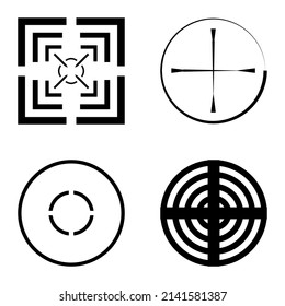 Crosshairs2 Flat Icon Set Isolated On White Background