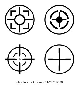 Crosshairs2 Flat Icon Set Isolated On White Background