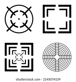 Crosshairs2 Flat Icon Set Isolated On White Background