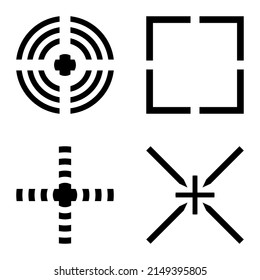 Crosshairs2 Flat Icon Set Isolated On White Background