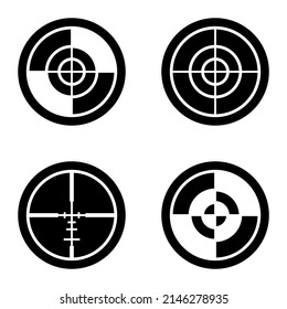 Crosshairs_glyph Flat Icon Set Isolated On White Background