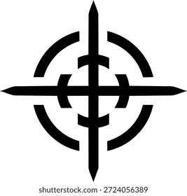 Emblema em estilo Crosshair representando precisão, alinhamento e precisão, muitas vezes associado a metas de direcionamento, navegação ou planejamento estratégico.
