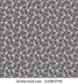 Crosshatch drawing with a pattern that suggests a knitting. Graphics in black and white. Vector illustration.