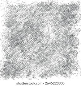 Crosshatch Grunge textuur met Distressed Hatch Overlay op wit. Ruw kraspatroon en ruispatroon voor print en web. Abstract Vintage Crosshatch ontwerp. Geïsoleerde zwart-witte vector.
