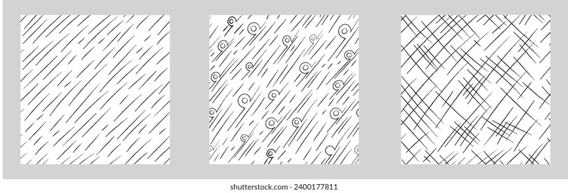 Crosshatch pattern set. Seamless hand draw pattern. Simple crosshatch sketch