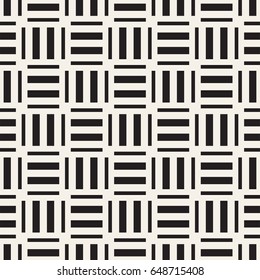 Crosshatch vector seamless geometric pattern. Crossed graphic rectangles background. Checkered motif. Seamless black and white texture of crosshatched bold lines.