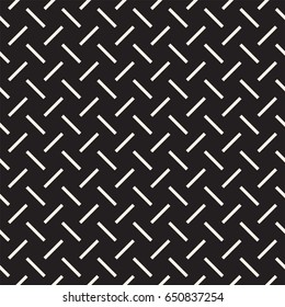 Crosshatch vector seamless geometric pattern. Crossed graphic rectangles background. Checkered motif. Seamless black and white texture of crosshatched bold lines. Trellis simple fabric print.