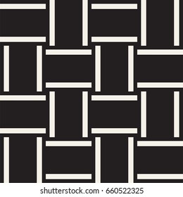 Crosshatch vector seamless geometric pattern. Crossed graphic rectangles background. Checkered motif. Seamless black and white texture of crosshatched bold lines. Trellis simple fabric print.