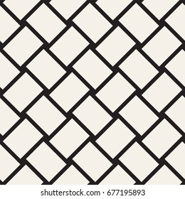 Crosshatch vector seamless geometric pattern. Crossed graphic rectangles background. Checkered motif. Seamless black and white texture of crosshatched bold lines. Trellis simple fabric print.