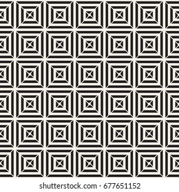 Crosshatch vector seamless geometric pattern. Crossed graphic rectangles background. Checkered motif. Seamless black and white texture of crosshatched bold lines. Trellis simple fabric print.