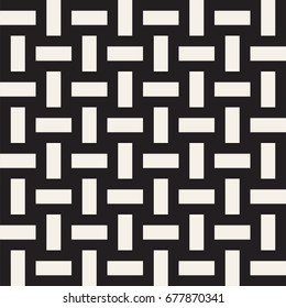 Crosshatch vector seamless geometric pattern. Crossed graphic rectangles background. Checkered motif. Seamless black and white texture of crosshatched bold lines. Trellis simple fabric print.