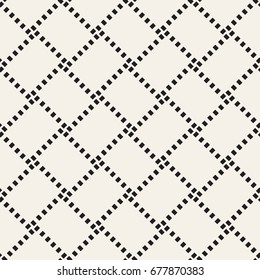 Crosshatch vector seamless geometric pattern. Crossed graphic rectangles background. Checkered motif. Seamless black and white texture of crosshatched bold lines. Trellis simple fabric print.