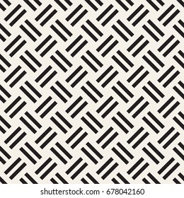Crosshatch vector seamless geometric pattern. Crossed graphic rectangles background. Checkered motif. Seamless black and white texture of crosshatched bold lines. Trellis simple fabric print.