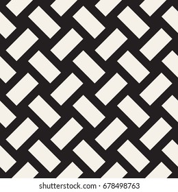Crosshatch vector seamless geometric pattern. Crossed graphic rectangles background. Checkered motif. Seamless black and white texture of crosshatched bold lines. Trellis simple fabric print.