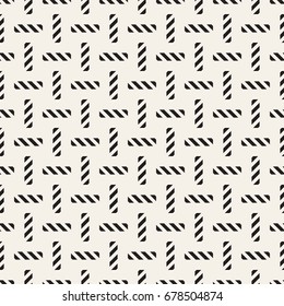Crosshatch vector seamless geometric pattern. Crossed graphic rectangles background. Checkered motif. Seamless black and white texture of crosshatched bold lines. Trellis simple fabric print.