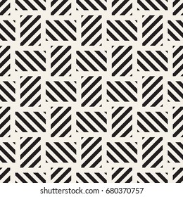 Crosshatch vector seamless geometric pattern. Crossed graphic rectangles background. Checkered motif. Seamless black and white texture of crosshatched bold lines. Trellis simple fabric print.
