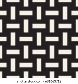 Crosshatch vector seamless geometric pattern. Crossed graphic rectangles background. Checkered motif. Seamless black and white texture of crosshatched lines. Trellis simple fabric print.