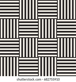 Crosshatch vector seamless geometric pattern. Crossed graphic rectangles background. Checkered motif. Seamless black and white texture of crosshatched bold lines. Trellis simple fabric print.