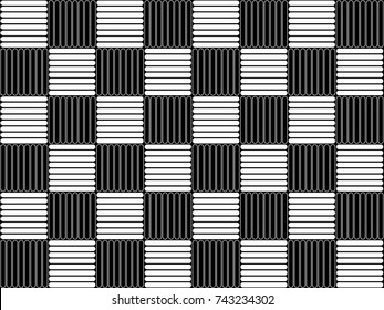 Crosshatch vector seamless geometric pattern. Crossed graphic square. Checkered motif. Seamless chess board texture of crosshatched bold lines. For Trellis, wallpaper, textile, background.