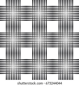 Crosshatch vector seamless pattern, crossed graphic pattern, seamless black and white background texture of crosshatched bold lines, trellis pattern, ginghame fabric print, screen print texture