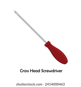 Crosshead screwdriver color illustration vector. Work tool icon for web, tag, label, mechanical shop, garage, repair shop, workshop. Mechanical profession symbol. Work tool for the mechanic, engineer