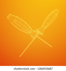 Crosshead screwdriver. Handyman tool for home repair. Maintenance themed abstract model wireframe low poly mesh vector illustration