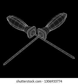 Crosshead screwdriver. Handyman tool for home repair. Maintenance themed abstract model wireframe low poly mesh vector illustration