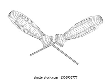 Crosshead screwdriver. Handyman tool for home repair. Maintenance themed abstract model wireframe low poly mesh vector illustration
