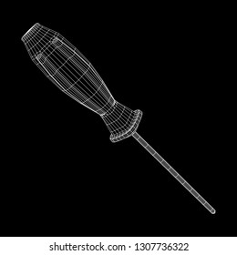 Crosshead screwdriver. Handyman tool for home repair. Maintenance themed abstract model wireframe low poly mesh vector illustration