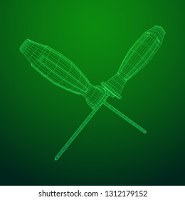 Crosshead screwdriver. Handyman tool for home repair. Maintenance themed abstract model wireframe low poly mesh vector illustration