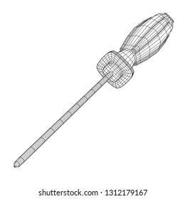 Crosshead screwdriver. Handyman tool for home repair. Maintenance themed abstract model wireframe low poly mesh vector illustration