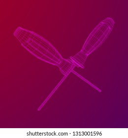 Crosshead screwdriver. Handyman tool for home repair. Maintenance themed abstract model wireframe low poly mesh vector illustration