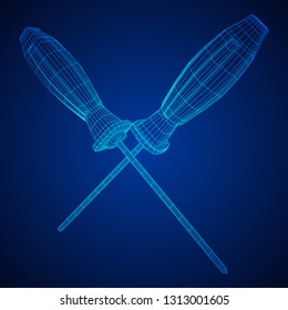 Crosshead screwdriver. Handyman tool for home repair. Maintenance themed abstract model wireframe low poly mesh vector illustration