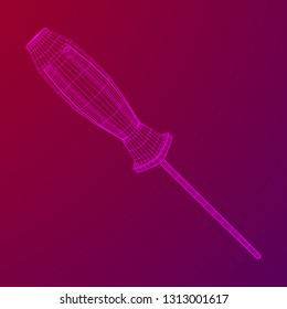 Crosshead screwdriver. Handyman tool for home repair. Maintenance themed abstract model wireframe low poly mesh vector illustration