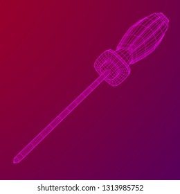Crosshead screwdriver. Handyman tool for home repair. Maintenance themed abstract model wireframe low poly mesh vector illustration
