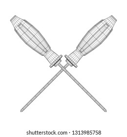 Crosshead screwdriver. Handyman tool for home repair. Maintenance themed abstract model wireframe low poly mesh vector illustration