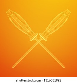 Crosshead screwdriver. Handyman tool for home repair. Maintenance themed abstract model wireframe low poly mesh vector illustration