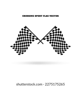 Crossing black and white checkered flag with simple vector design