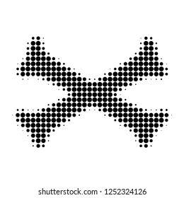 Crossing bones halftone dotted icon. Halftone array contains circle dots. Vector illustration of crossing bones icon on a white background.