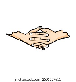 crossing the fingers in front of ushas mudra vector illustration